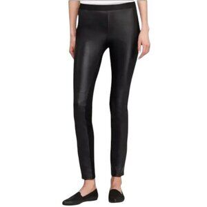 Eileen Fisher Pull On Leather Leggings Pant In Black Women's Size Small